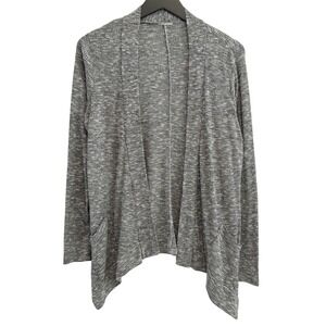 Waterfall Cardigan Womens Large Gray Marl Knit Open Front Long Sleeve